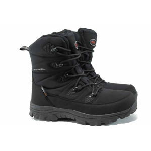 Черни мъжки боти, текстилна материя - всекидневни обувки за есента и зимата N 100011946