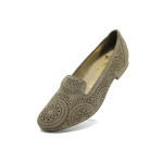 Бежови дамски обувки с равна подметка, естествена кожа - всекидневни обувки за пролетта и лятото N 10009829