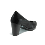Черни дамски обувки с висок ток с мемори пяна, естествена кожа - официални обувки за пролетта и лятото N 10009835