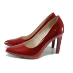 Червени дамски обувки с висок ток, здрава еко-кожа - официални обувки за целогодишно ползване N 10009836
