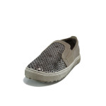 Бежови дамски обувки с равна подметка, здрава еко-кожа - всекидневни обувки за пролетта и лятото N 10009839
