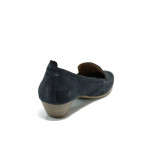 Тъмносини ортопедични дамски обувки със среден ток, естествен велур - всекидневни обувки за пролетта и лятото N 10009843