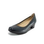 Тъмносини дамски обувки със среден ток, естествена кожа - всекидневни обувки за целогодишно ползване N 10009845