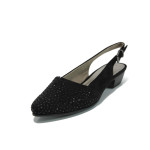 Черни дамски обувки със среден ток, качествен еко-велур - всекидневни обувки за пролетта и лятото N 10009844