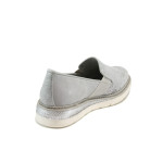 Сребристи дамски обувки с равна подметка, качествен еко-велур - всекидневни обувки за пролетта и лятото N 10009849