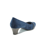 Тъмносини дамски обувки със среден ток, качествен еко-велур - всекидневни обувки за пролетта и лятото N 10009852