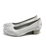 Сребристи дамски обувки със среден ток, здрава еко-кожа - всекидневни обувки за пролетта и лятото N 10009853