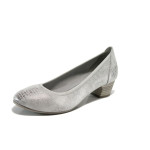 Сребристи дамски обувки със среден ток, здрава еко-кожа - всекидневни обувки за пролетта и лятото N 10009853