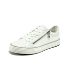 Бели дамски обувки с равна подметка,  с мемори пяна, здрава еко-кожа - всекидневни обувки за пролетта и лятото N 10009862