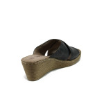 Черни анатомични дамски чехли, естествена кожа - всекидневни обувки за лятото N 10009875