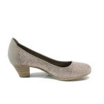 Бежови дамски обувки със среден ток, естествен набук - елегантни обувки за пролетта и лятото N 10009878