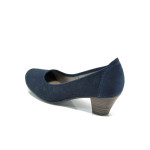 Тъмносини дамски обувки със среден ток, естествен набук - елегантни обувки за пролетта и лятото N 10009879