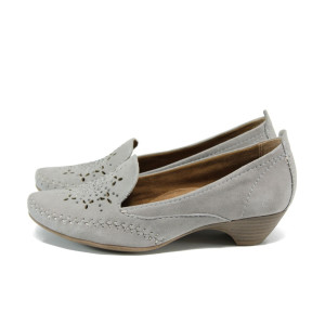 Тъмносини ортопедични дамски обувки със среден ток, естествен велур - всекидневни обувки за пролетта и лятото N 10009881