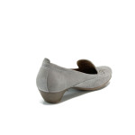 Тъмносини ортопедични дамски обувки със среден ток, естествен велур - всекидневни обувки за пролетта и лятото N 10009881