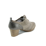 Бежови дамски обувки със среден ток, еко-кожа и велурена кожа - всекидневни обувки за пролетта и лятото N 10009883