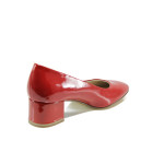 Червени дамски обувки със среден ток, лачена еко кожа - всекидневни обувки за целогодишно ползване N 10009884