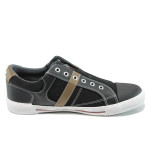 Черни мъжки спортни обувки, еко-кожа и велурена кожа - всекидневни обувки за пролетта и лятото N 10009888