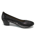 Черни дамски обувки със среден ток, качествен еко-велур - всекидневни обувки за пролетта и лятото N 10009890