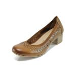 Кафяви дамски обувки със среден ток,  с мемори пяна, естествена кожа - всекидневни обувки за пролетта и лятото N 10009895