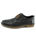 Черни мъжки обувки, естествена кожа - всекидневни обувки за пролетта и лятото N 10009896