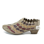 Бежови дамски обувки със среден ток, естествена кожа и еко-кожа - всекидневни обувки за пролетта и лятото N 10009902
