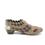 Бежови дамски обувки със среден ток, естествена кожа и еко-кожа - всекидневни обувки за пролетта и лятото N 10009902