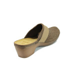 Кафяви дамски чехли, естествена кожа - всекидневни обувки за пролетта и лятото N 10009906