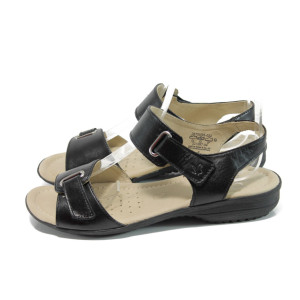 Черни дамски сандали, естествена кожа - всекидневни обувки за лятото N 10009905