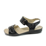 Черни дамски сандали, естествена кожа - всекидневни обувки за лятото N 10009905