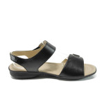Черни дамски сандали, естествена кожа - всекидневни обувки за лятото N 10009905