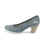 Сини дамски обувки със среден ток,  с мемори пяна, здрава еко-кожа - всекидневни обувки за пролетта и лятото N 10009922