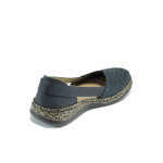 Сини ортопедични дамски обувки с равна подметка, естествена кожа - всекидневни обувки за пролетта и лятото N 10009927
