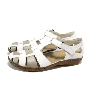 Бели ортопедични дамски обувки с равна подметка, естествена кожа - всекидневни обувки за пролетта и лятото N 10009930