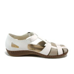 Бели ортопедични дамски обувки с равна подметка, естествена кожа - всекидневни обувки за пролетта и лятото N 10009930
