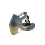 Тъмносини дамски обувки със среден ток, естествена кожа - всекидневни обувки за пролетта и лятото N 100010108