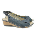 Сини ортопедични дамски сандали, естествена кожа - всекидневни обувки за лятото N 100010207