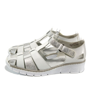 Бели ортопедични дамски обувки с равна подметка, естествена кожа - всекидневни обувки за лятото N 100010369