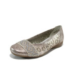 Бежови дамски обувки с равна подметка, здрава еко-кожа - равни обувки за пролетта и лятото N 100010387