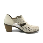 Бежови дамски обувки със среден ток, естествена кожа - всекидневни обувки за пролетта и лятото N 100010388