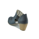 Сини дамски обувки със среден ток, естествена кожа - всекидневни обувки за пролетта и лятото N 100010389