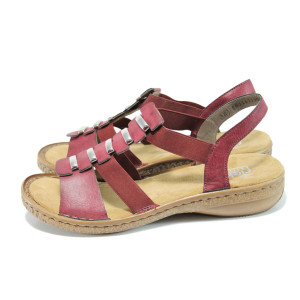 Винени дамски сандали, еко-кожа и текстилна материя - всекидневни обувки за лятото N 100010438