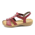 Винени дамски сандали, еко-кожа и текстилна материя - всекидневни обувки за лятото N 100010438