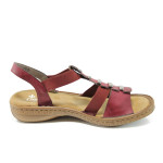 Винени дамски сандали, еко-кожа и текстилна материя - всекидневни обувки за лятото N 100010438