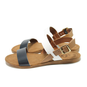 Тъмносини дамски сандали, естествена кожа - всекидневни обувки за лятото N 100010440