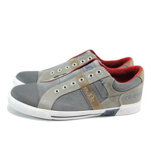 Сиви мъжки спортни обувки, текстилна материя - спортни обувки за пролетта и лятото N 100010444