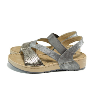 Сиви дамски сандали, здрава еко-кожа - всекидневни обувки за лятото N 100010451