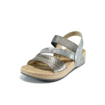 Сиви дамски сандали, здрава еко-кожа - всекидневни обувки за лятото N 100010451