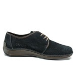 Тъмносини мъжки спортни обувки, естествена кожа - всекидневни обувки за пролетта и лятото N 100010459