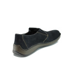 Тъмносини мъжки обувки, естествен набук - ежедневни обувки за пролетта и лятото N 100010466