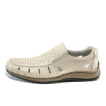Бежови мъжки обувки, естествена кожа - ежедневни обувки за пролетта и лятото N 100010467